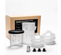 InoKraft Sistema di Tazze Colorate monouso, Standard da 650 ml, Set da 6 Bicchieri e coperchi, 1 Tazza Rigida con Anello di Supporto, 3 Tappi, Sistema di verniciatura per HVLP/LVLP con Adattatore