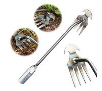 Inoltre strumento per estirpare le erbacce lungo strumento per tirare le erbacce, strumento portatile per diserbo erbacce, 4 denti in acciaio al manganese forgiato a mano per orto fattoria cortile