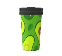 InOmak Avocado su cibi e bevande verdi,Tazza da caffè da 500 ml, bottiglia d'acqua in acciaio inossidabile isolata, tazza da caffè portatile