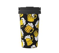 InOmak Birra retrò dei cartoni animati,Tazza da caffè da 500 ml, bottiglia d'acqua in acciaio inossidabile isolata, tazza da caffè portatile