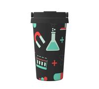 InOmak Chimica verde e modelli scientifici,Tazza da caffè da 500 ml, bottiglia d'acqua in acciaio inossidabile isolata, tazza da caffè portatile