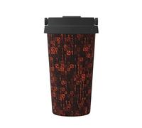 InOmak Codice programmatore rosso,Tazza da caffè da 500 ml, bottiglia d'acqua in acciaio inossidabile isolata, tazza da caffè portatile