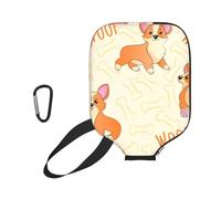 InOmak Corgi con Ossa e Parole, Custodia Sportiva per Racchetta da Pickleball; Compatibile con Tutte Le Forme e Dimensioni di Racchetta.