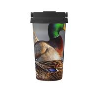 InOmak Dipinto Anatra sull'acqua,Tazza da caffè da 500 ml, bottiglia d'acqua in acciaio inossidabile isolata, tazza da caffè portatile