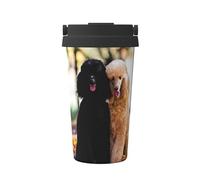 InOmak Due barboncini reali Autumn,Tazza da caffè da 500 ml, bottiglia d'acqua in acciaio inossidabile isolata, tazza da caffè portatile