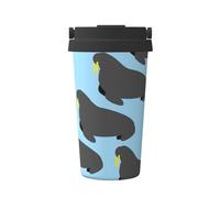 InOmak Modello animale tricheco,Tazza da caffè da 500 ml, bottiglia d'acqua in acciaio inossidabile isolata, tazza da caffè portatile