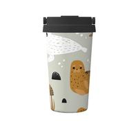 InOmak Modello foca e tricheco,Tazza da caffè da 500 ml, bottiglia d'acqua in acciaio inossidabile isolata, tazza da caffè portatile