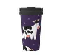InOmak Mucche divertenti Fattoria divertente,Tazza da caffè da 500 ml, bottiglia d'acqua in acciaio inossidabile isolata, tazza da caffè portatile