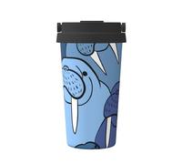 InOmak Muro del Tricheco,Tazza da caffè da 500 ml, bottiglia d'acqua in acciaio inossidabile isolata, tazza da caffè portatile