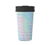 InOmak Ologramma colorato arcobaleno olografico,Tazza da caffè da 500 ml, bottiglia d'acqua in acciaio inossidabile isolata, tazza da caffè portatile