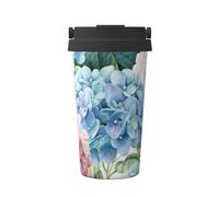 InOmak Ortensia rosa blu,Tazza da caffè da 500 ml, bottiglia d'acqua in acciaio inossidabile isolata, tazza da caffè portatile