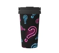 InOmak Punto interrogativo al neon senza soluzione di continuità,Tazza da caffè da 500 ml, bottiglia d'acqua in acciaio inossidabile isolata, tazza da caffè portatile