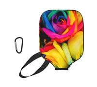 InOmak Rose dai Petali Arcobaleno, Custodia Sportiva per Racchetta da Pickleball; Compatibile con Tutte Le Forme e Dimensioni di Racchetta.