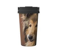 InOmak Rough Collie Lassie Cani Grandi e Soffici Animali Domestici,Tazza da caffè da 500 ml, bottiglia d'acqua in acciaio inossidabile isolata, tazza da caffè portatile