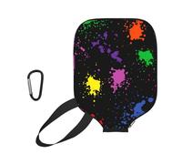 InOmak Schizzi Arcobaleno al Neon su Sfondo Scuro, Custodia Sportiva per Racchetta da Pickleball; Compatibile con Tutte Le Forme e Dimensioni di Racchetta.
