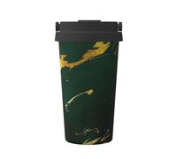 InOmak Smeraldo Verde intenso Toni della terra Marmo dorato,Tazza da caffè da 500 ml, bottiglia d'acqua in acciaio inossidabile isolata, tazza da caffè portatile