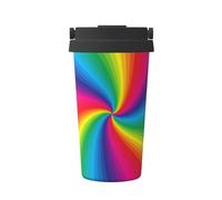 InOmak Spirale colorata arcobaleno,Tazza da caffè da 500 ml, bottiglia d'acqua in acciaio inossidabile isolata, tazza da caffè portatile