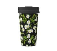 InOmak Stella alpina alpina svizzera floreale,Tazza da caffè da 500 ml, bottiglia d'acqua in acciaio inossidabile isolata, tazza da caffè portatile