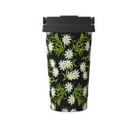 InOmak Stella alpina alpina svizzera floreale,Tazza da caffè da 500 ml, bottiglia d'acqua in acciaio inossidabile isolata, tazza da caffè portatile