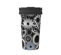 InOmak Tecnologia di rendering di ingranaggi metallici Arte digitale,Tazza da caffè da 500 ml, bottiglia d'acqua in acciaio inossidabile isolata, tazza da caffè portatile