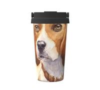 InOmak Testa di Beagle ad acquerello,Tazza da caffè da 500 ml, bottiglia d'acqua in acciaio inossidabile isolata, tazza da caffè portatile