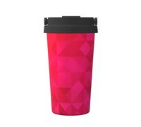 InOmak Triangolo fucsia geometrico,Tazza da caffè da 500 ml, bottiglia d'acqua in acciaio inossidabile isolata, tazza da caffè portatile