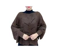 InOmak Wärme Schal mit Ärmeln, Fledermaus Ärmel Stricken Schal, Stricken Ponchos für Frauen, Frauen Winter Strickwaren Oversize Wraps (One Size,Dark Brown)