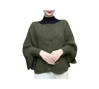 InOmak Wärme Schal mit Ärmeln, Fledermaus Ärmel Stricken Schal, Stricken Ponchos für Frauen, Frauen Winter Strickwaren Oversize Wraps (One Size,Green)