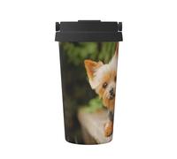 InOmak Yorkshire Terrier Bokeh Cani Carini Muro,Tazza da caffè da 500 ml, bottiglia d'acqua in acciaio inossidabile isolata, tazza da caffè portatile