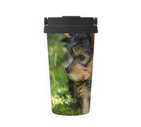 InOmak Yorkshire Terrier Erba Verde Cani Carini,Tazza da caffè da 500 ml, bottiglia d'acqua in acciaio inossidabile isolata, tazza da caffè portatile