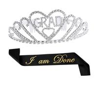 INOOMP 1 set di cinturini a diademi per ragazze fascia per addio nubilato cerchietti bambina costume per la festa di laurea cintura galateo di laurea Black