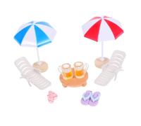 INOOMP 1 Set Di Decorazioni Per Case Delle Bambole In Miniatura Da Spiaggia Accessori Da Piscina Con Sedie A Sdraio E Ombrelloni Ornamenti Paesaggistici Nautici Per Giardini Delle