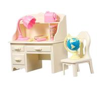 INOOMP 1 Set Miniatura Study Desk and Chair Mini Accessorio Per Casa Delle Bambole Scrivania Della Casa Delle Bambole Scrivania e Sedia Sulla Scrivania Mini Mobili Plastica