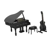 INOOMP 1 Set strumento musicale in miniatura Scala 1:12 chitarra in miniatura decorazioni per la casa delle bambole pianoforte in miniatura pianoforte a coda di chitarra plastica