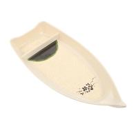 INOOMP 10,2 Vassoio Beige di Barca per Forma in Pollici Sushi | Pezzi e Hand Roll, Superficie Liscia, Facile da Pulire, Riutilizzabile, Presentazione Raffinata