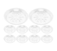 INOOMP 10 Pezzi Sottovaso per Piante Trasparente Rotondo in Plastica 22x22x3,8cm Design Delicato a Foglia, Leggero e Controllo Efficiente dell'Acqua per Decorazione Casa e Ufficio