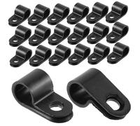 INOOMP 100 pezzi Clip per Cavi R-shape Morsetti Resistenti per Gestione Filo e Cavo Ethernet Nero per Luci Corda e Organizzazione Interna ed Esterna