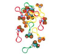 INOOMP 12 Pezzi Keeychain della novità agricola Mini Trattore Portachiavi bomboniera Primaverile Keychain Bulldozer Premio per la Caccia alle Uova di Pasqua PVC