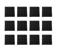INOOMP 12 Pezzi Pannelli Fonoassorbenti per Casse Acustiche in Poliuretano Nero Forma a Piramide, per Isolamento Acustico e Riduzione del Rumore in Studio di Registrazione
