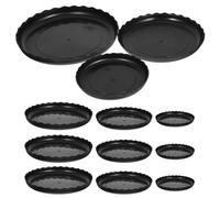 INOOMP 12 Pezzi Vassoio per fioriera Rotondo vaschette in plastica per Piante Vassoio di drenaggio delle Piante Vassoio per vasi per Piante sottovaso pp Black