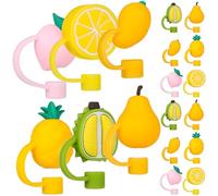 INOOMP 18 Pezzi Tappi di Copertura per Cannuccia in Silicone Riutilizzabili a Forma di Frutta, Effetto Decorativo, per Camping e Altre Attività