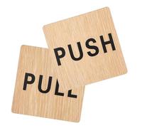 INOOMP 2 pezzi Cartelli per Porte Push Pull in Legno Effetto Adesivi per Porte Interne e Vetro Segnaletica Chiara e per Uffici Negozi e ed Esterni