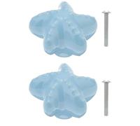 INOOMP 2 Pezzi Manopole in Ceramica Blu a Forma di Stella, Pomelli per Cassettiere Creativi e Delicati per Bagno e Bar, Maniglie Resistenti di Lunga Durata