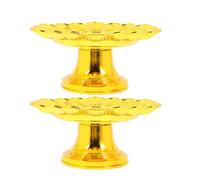 INOOMP 2 Pezzi Piatto delle Offerte Buddiste in Plastica Oro, Loto | Fruttiera e Vassoio da Tavola, per Santuari Buddisti e Statue, Facile da Pulire, Robusto