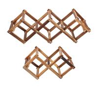 INOOMP 2 Pezzi Porta Vino Wine Storage Rack, Portabottiglie Pieghevole in Legno Marrone, per Bottiglie di Vino, Cucina e Decorazione Casa