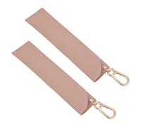 INOOMP 2 Pezzi Portapenne da Viaggio in Pu con Doppio Scomparto per 2 Penne, Custodia Protettiva con Finitura a Grana alla Moda e Gancio a Moschettone Rosa 16x3,5 Cm