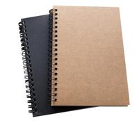 INOOMP 2 Pezzi Quaderno Spirale Vintage in Carta Kraft Pagine Bianche Vuote Adatto per Schizzi e Timbri, Notebook per Ricette e Diario