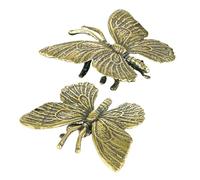 INOOMP 2 Pezzi scultura farfalla dorata ornamenti di farfalle Decorazione di arti e mestieri di ottone mini decoro in ottone statua farfalla retrò rame Golden