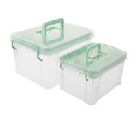 INOOMP 2 scatole organizer trasparenti per medicinali con maniglia, vuote | Contenitore per medicinali con vassoio, cassetta di pronto soccorso portatile trasparente per armadietto o cassetto, chiusura