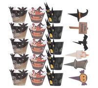 INOOMP 2 Set Decorazioni per Torte di Halloween in Carta Spettri e Zucche, Facili da Usare, per Cupcake e Feste a Tema Party